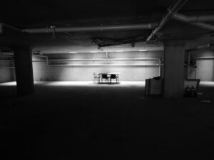 basement in black and white