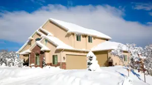 snow covered house home
