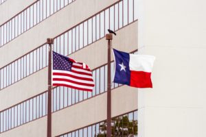 American and Texas flags
