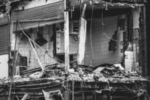 A home devastated by an earthquake